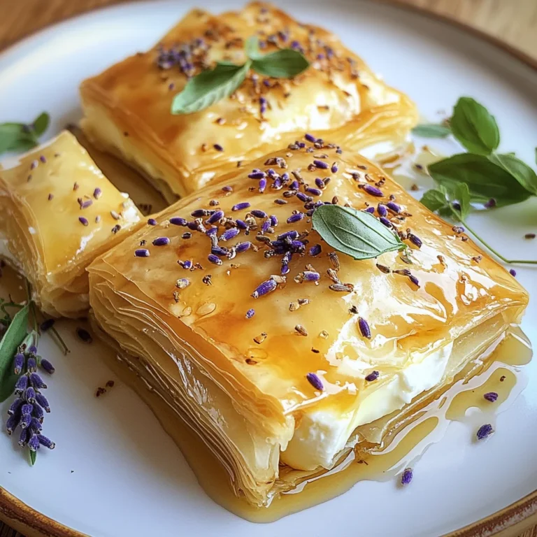 Fetakäse im Filoteig mit Wildlavendelhonig & Kräutern