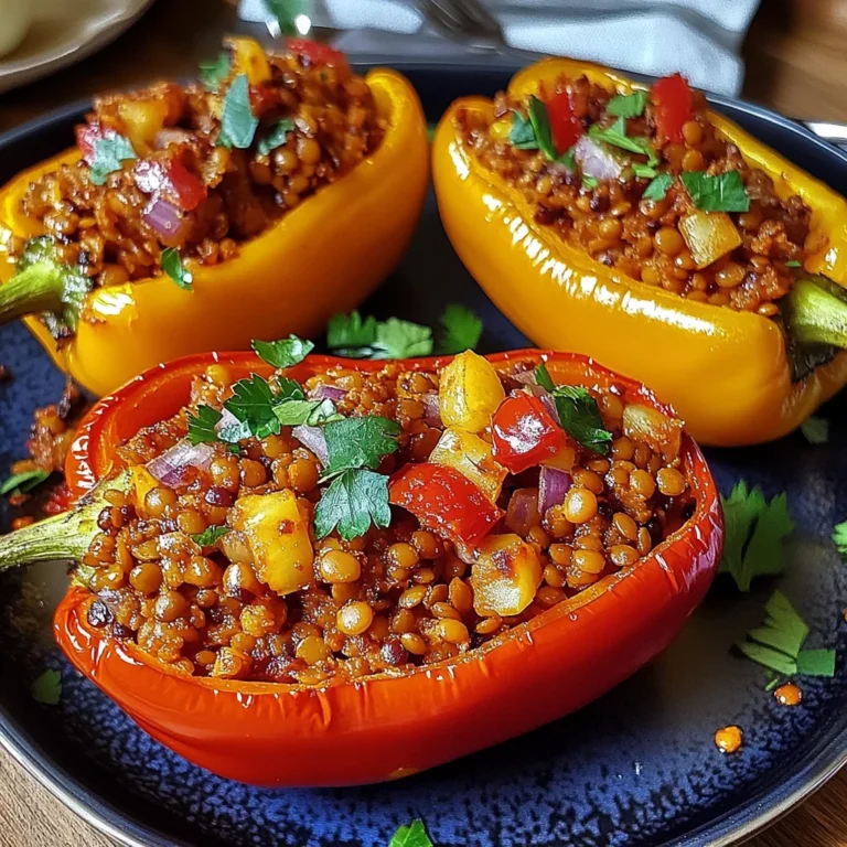Gefüllte Spitzpaprika mit roten Linsen