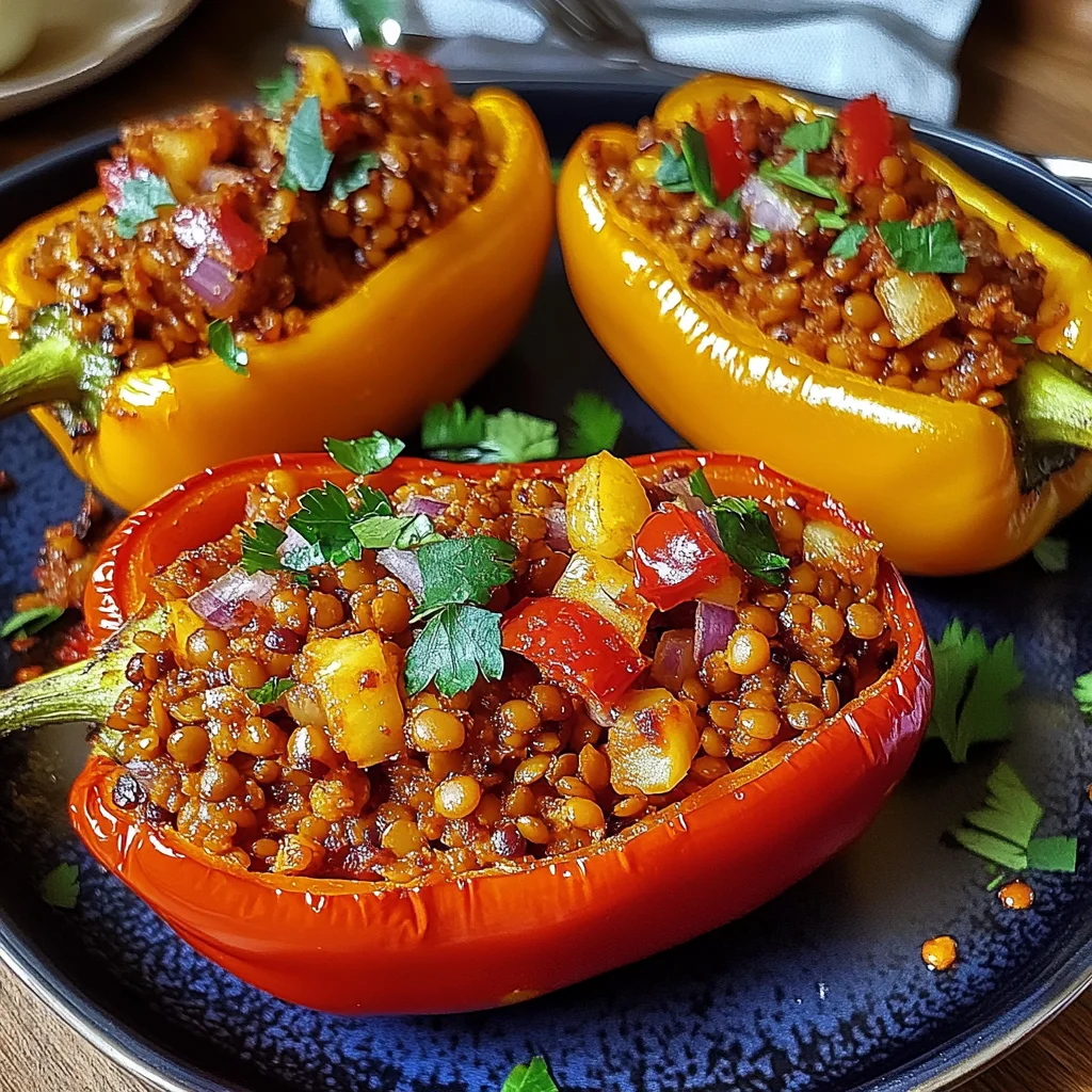 Gefüllte Spitzpaprika mit roten Linsen