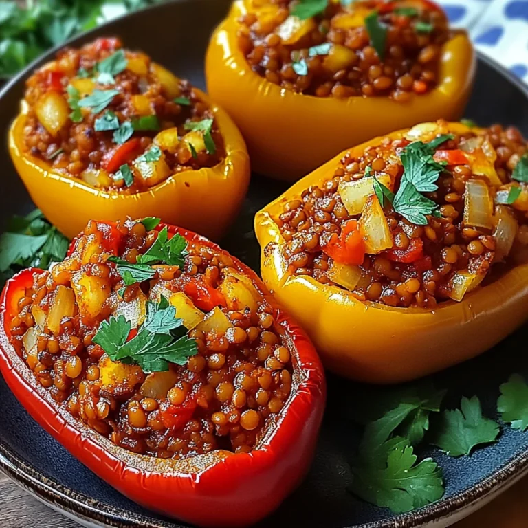 Gefüllte Spitzpaprika mit roten Linsen