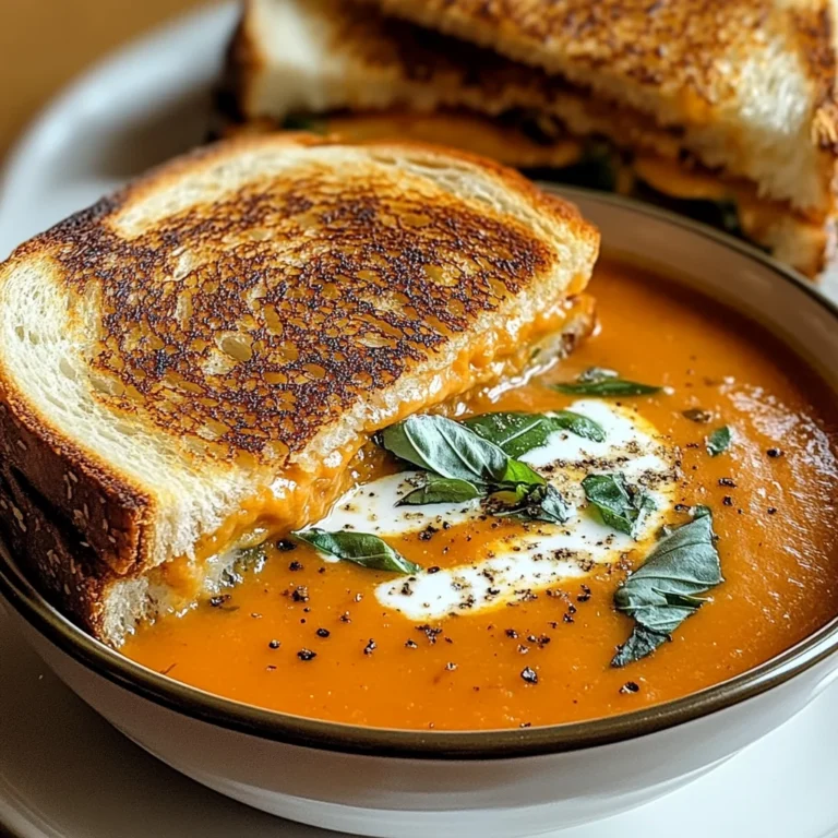 Geröstete Tomatensuppe und Gegrilltes Käsebrot