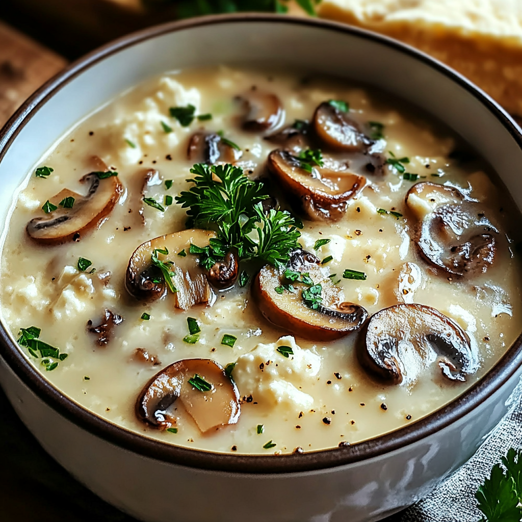 Hüttenkäse-Pilzsuppe:
