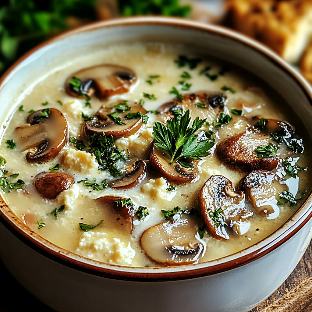 Hüttenkäse-Pilzsuppe: