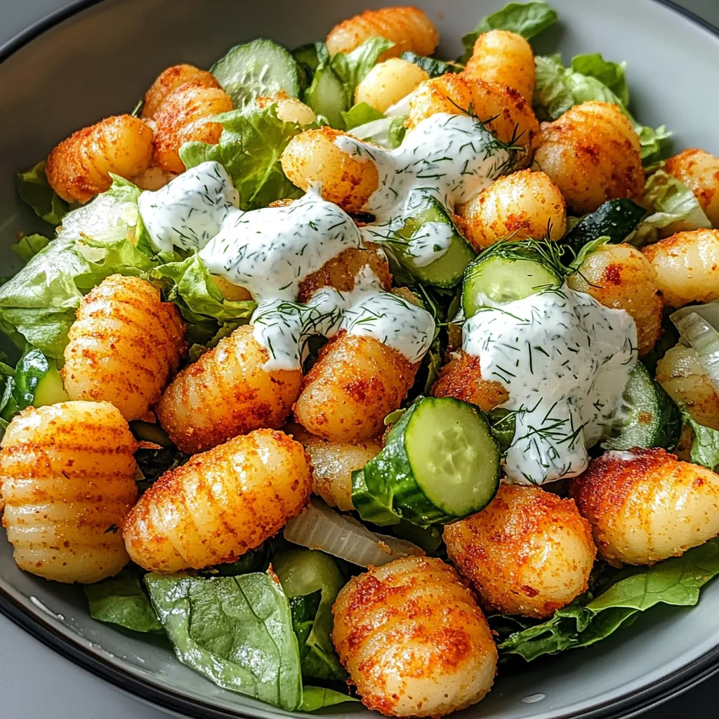 Knuspriger Gnocchi-Salat mit Joghurt-Dressing