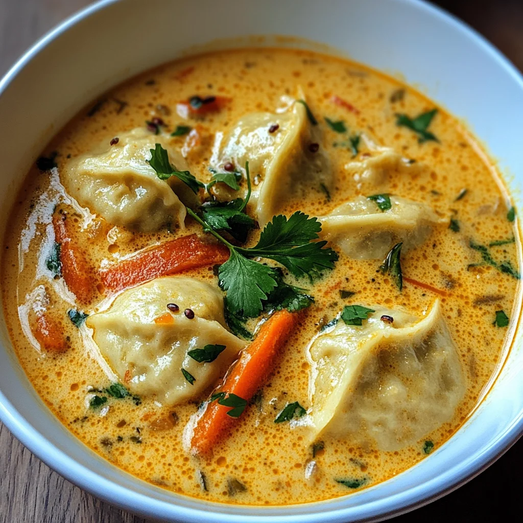 Kokosnuss-Curry-Suppe mit Knödeln
