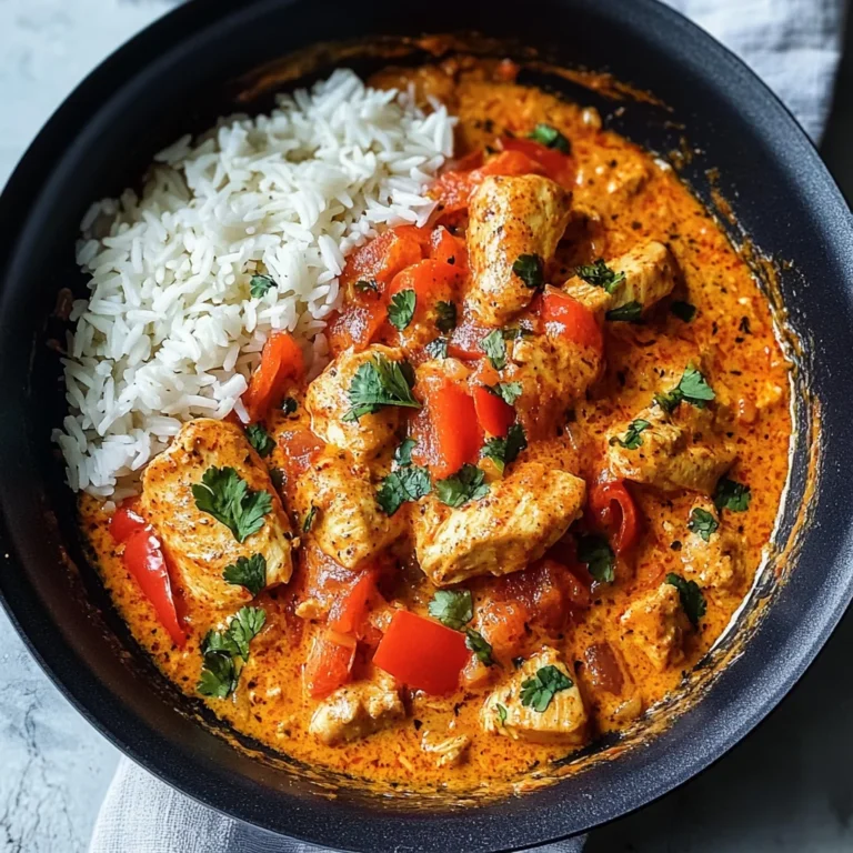 Paprika-Hähnchen-Pfanne mit Reis - cremig & lecker