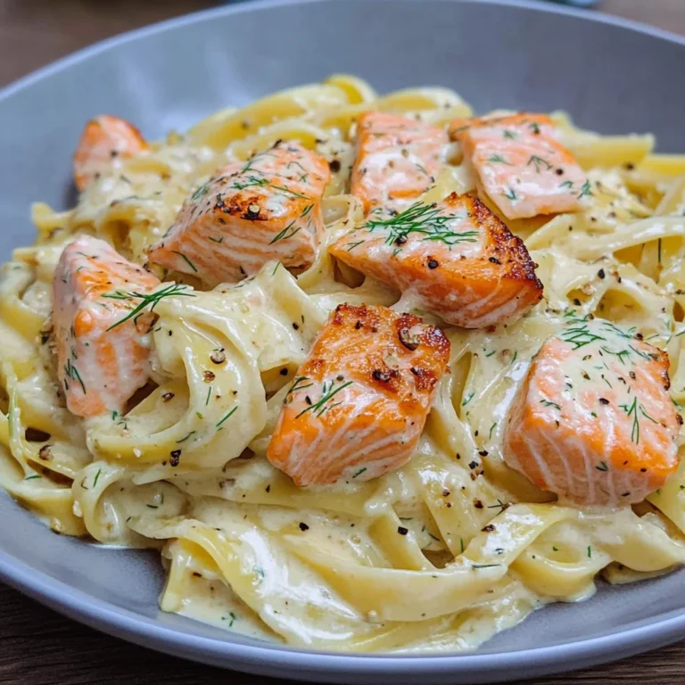 Pasta mit Lachs und Sahnesoße
