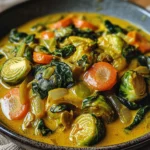 Rosenkohl-Curry mit Spinat, Möhren und Lauch