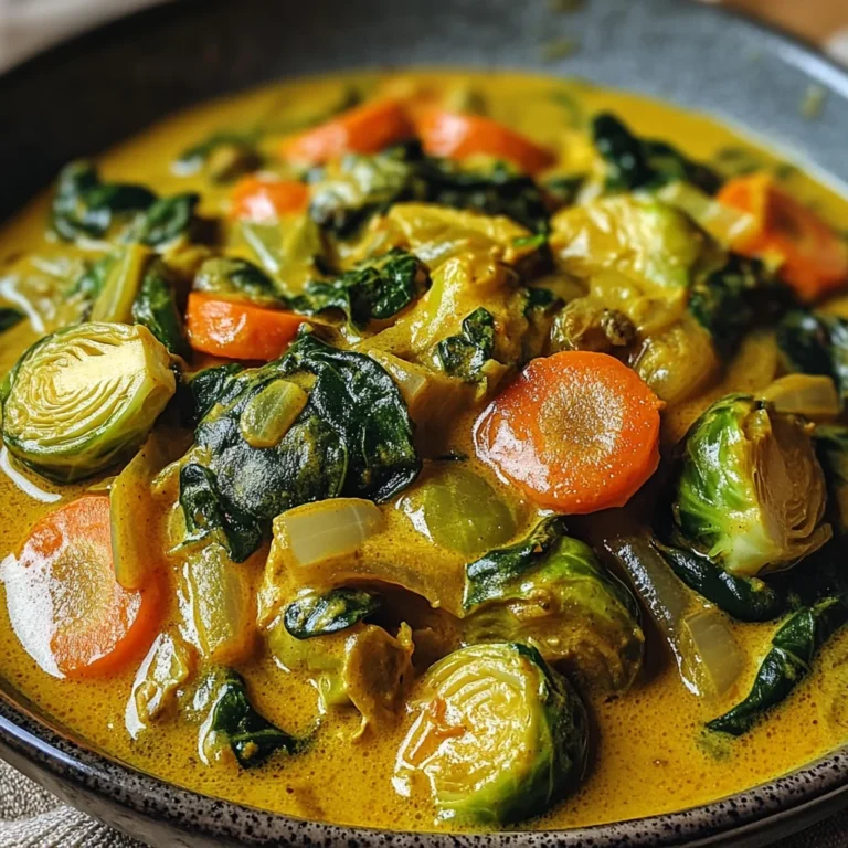 Rosenkohl-Curry mit Spinat, Möhren und Lauch