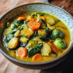 Rosenkohl-Curry mit Spinat, Möhren und Lauch