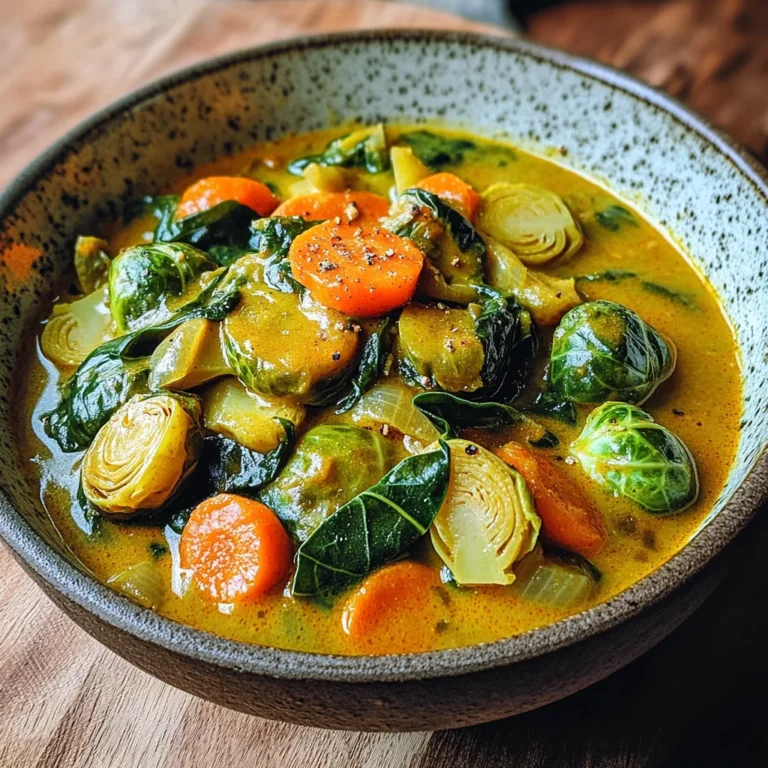 Rosenkohl-Curry mit Spinat, Möhren und Lauch