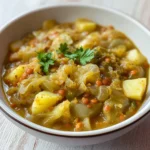 Spitzkohl mit Kartoffeln und roten Linsen