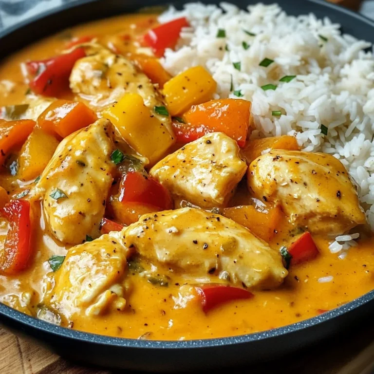cremige Kürbis Hähnchen Pfanne mit Reis - einfaches Rezept